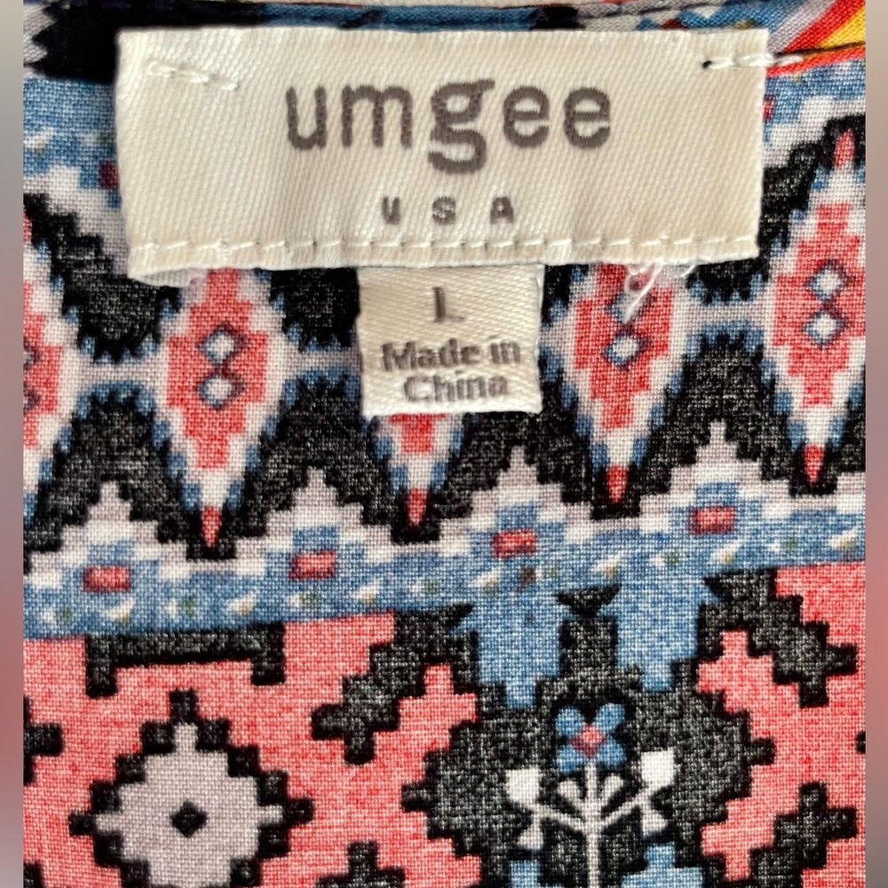 Umgee Boho Babydoll Patterned Festival Dress L - Picture 3 of 7